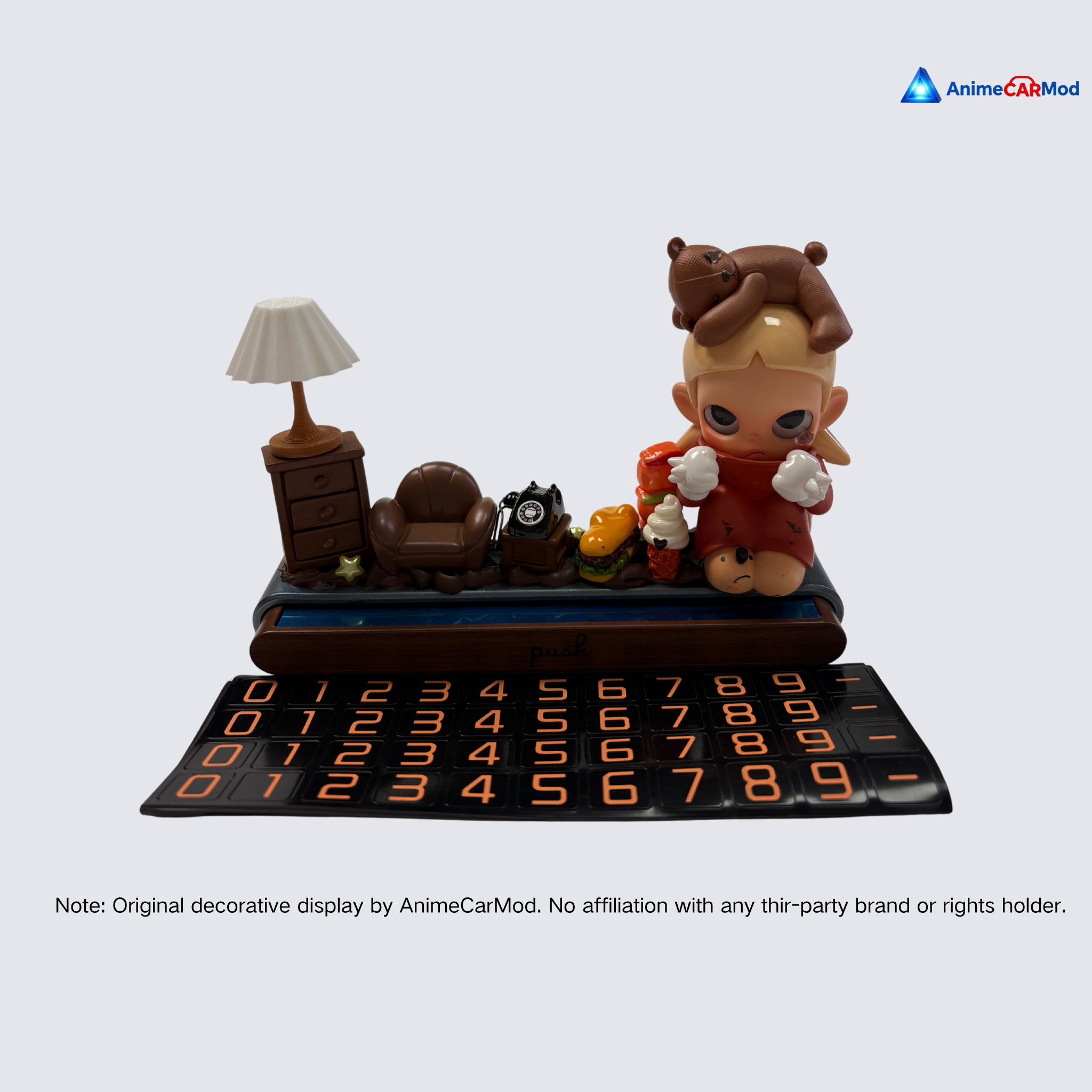 AnimeCarMod Cozy Little Lounge Car Dashboard Decor with Parking Number Plate